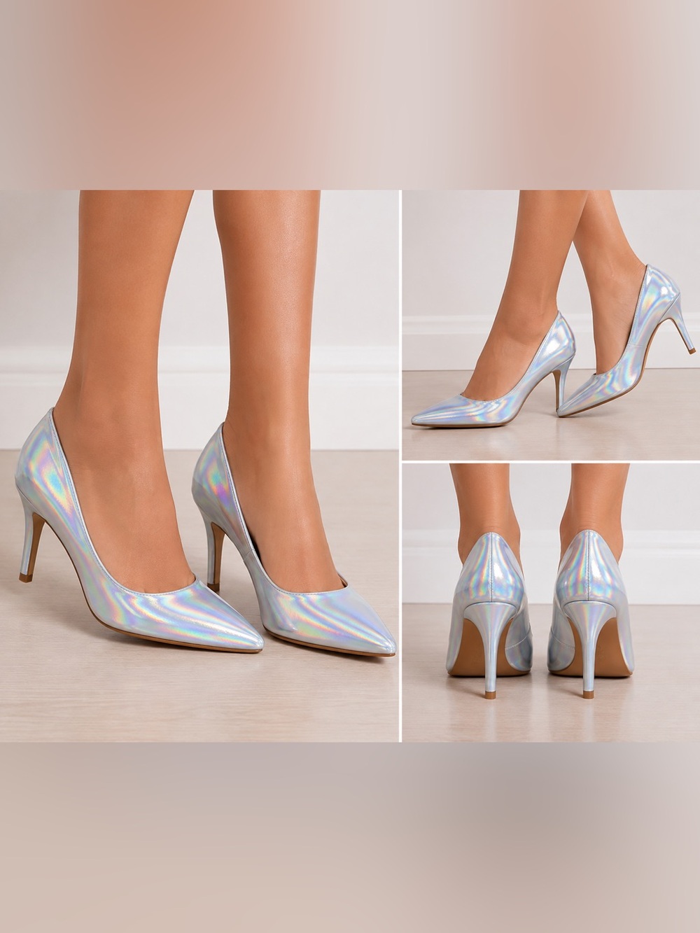 Linea Paolo Payton-L Silver Iridescent Metallic Pointed Toe Pumps Size 5 NIB